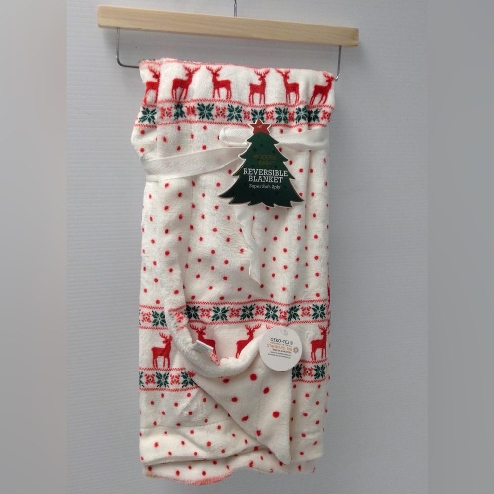 NWT Modern Baby Reversible Fair Isle 2 Ply Soft Blanket 30x40"